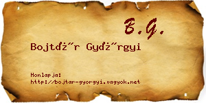 Bojtár Györgyi névjegykártya